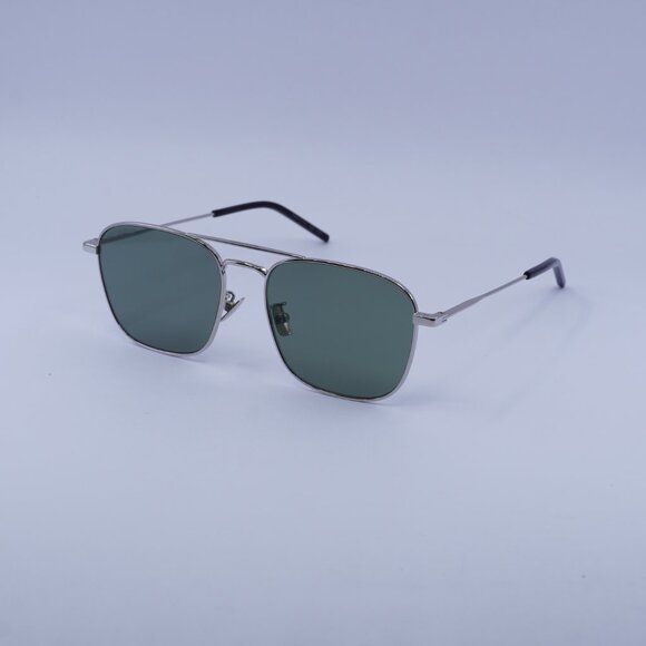 Saint Laurent SL309 003 Sunglasses Silver Square Frame, Green Lenses - Picture 7 of 9